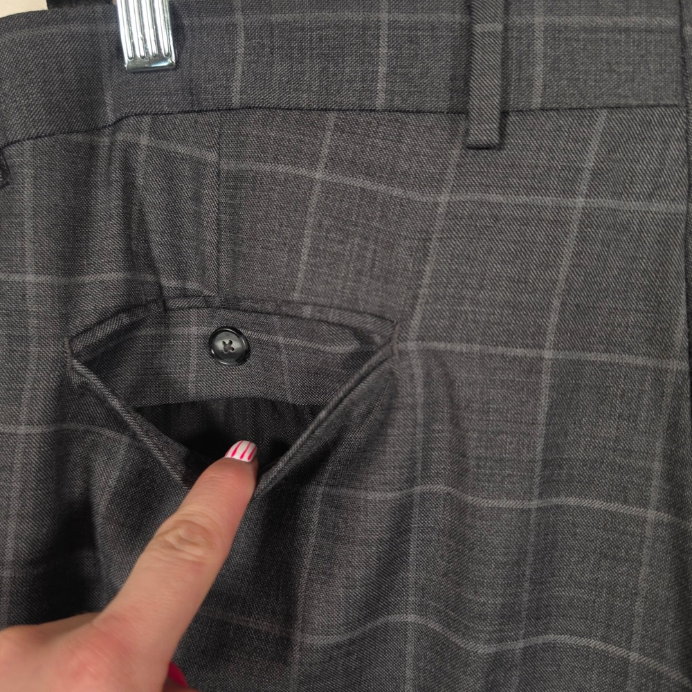 Stafford Suit Mens 50R‎ Gray Windowpane Two Piece Preppy Business Formal Classic - Picture 15 of 16